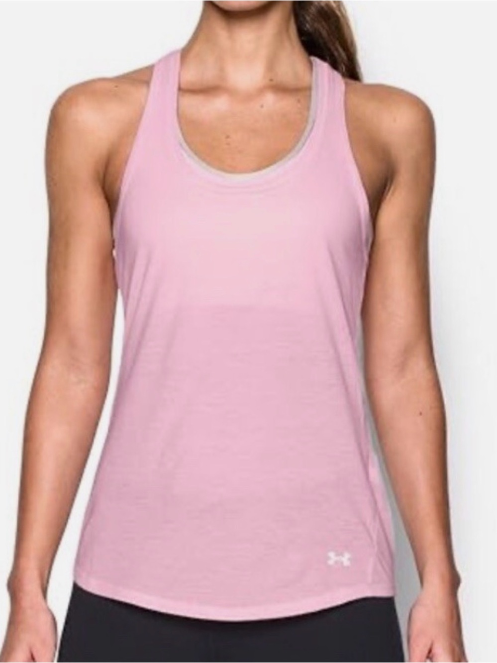 Under Armour - Women's (L) Heatgear Run, Pink Sleeveless Racer Back Tank Top